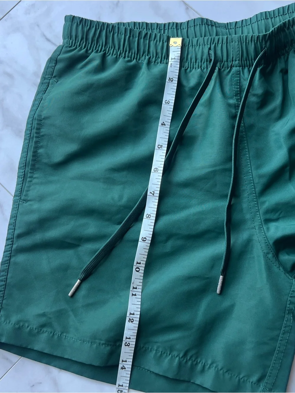 Men's Green Bather Swim Trunks with Drawstring
